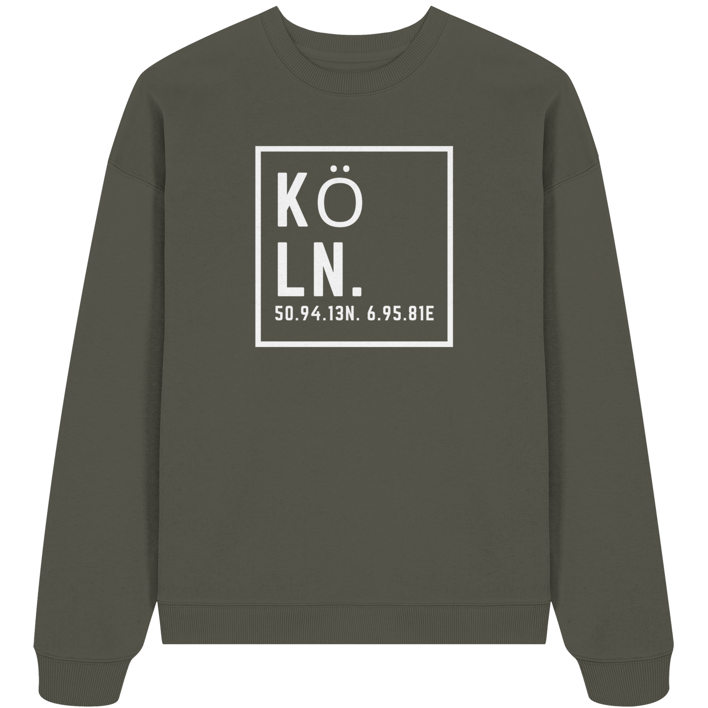 Köln Koordinaten (großer Druck auf der Brust) - Organic Oversize Sweatshirt