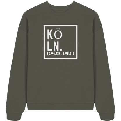 Köln Koordinaten (großer Druck auf der Brust) - Organic Oversize Sweatshirt