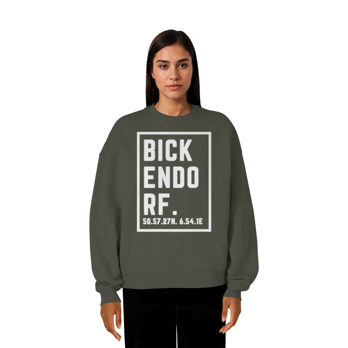 Bickendorf Koordinaten (großer Druck auf der Brust) - Organic Oversize Sweatshirt