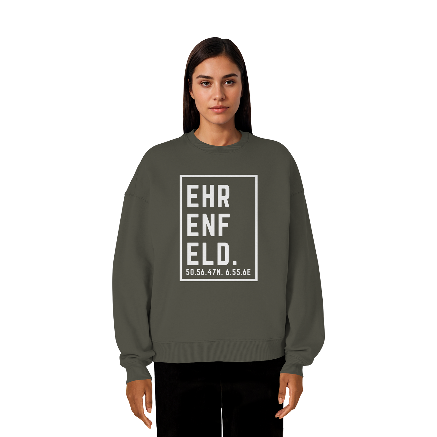 Ehrenfeld Koordinaten (großer Druck auf der Brust) - Organic Oversize Sweatshirt