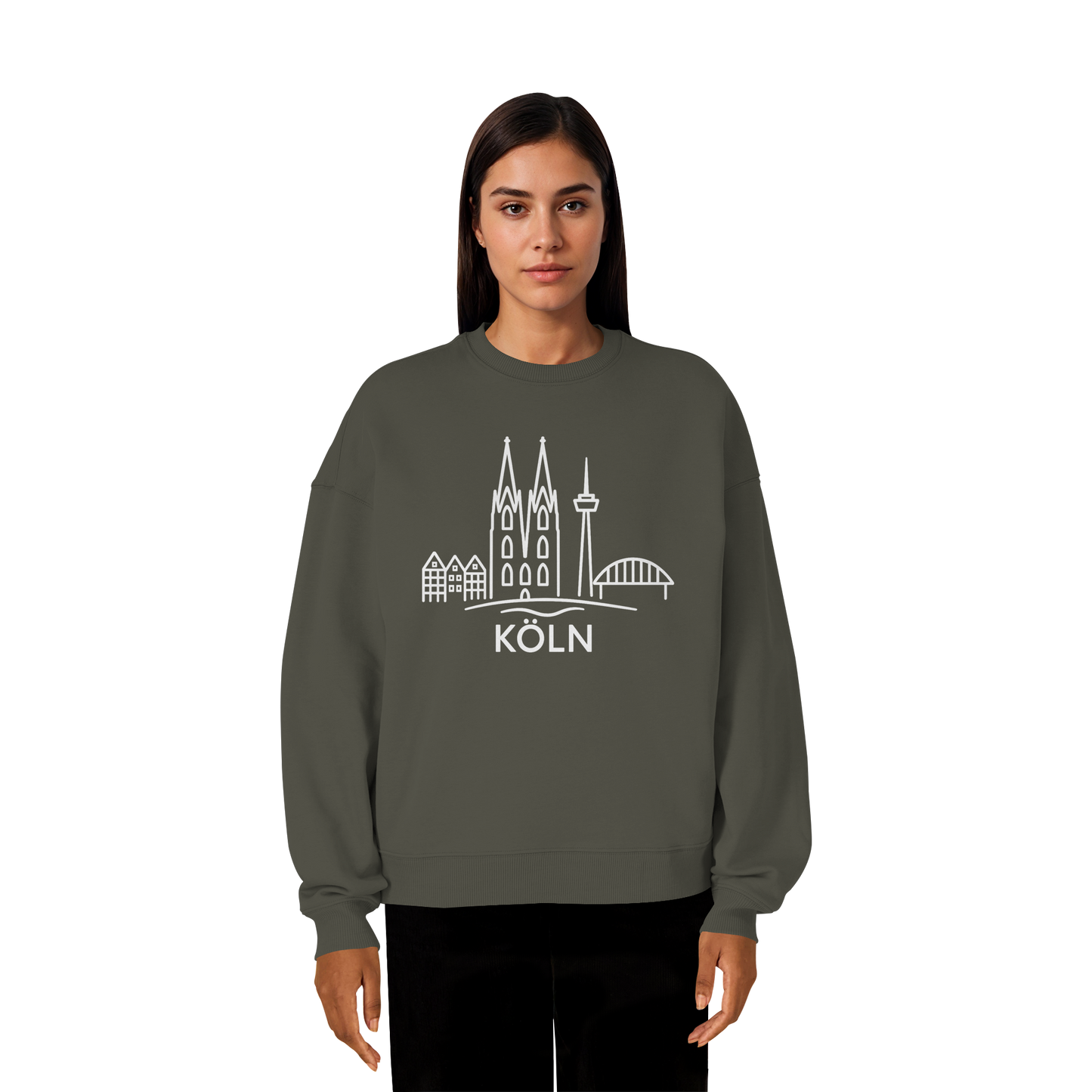 Köln Skyline (großer Druck auf der Brust) - Organic Oversize Sweatshirt
