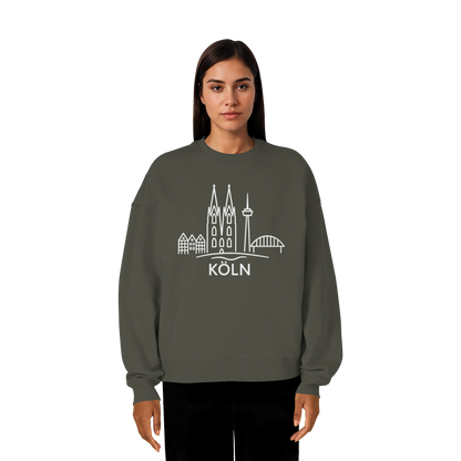 Köln Skyline (großer Druck auf der Brust) - Organic Oversize Sweatshirt