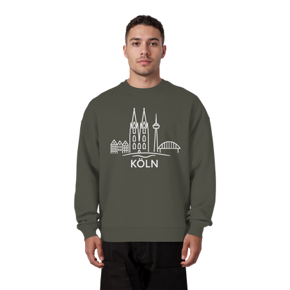 Köln Skyline (großer Druck auf der Brust) - Organic Oversize Sweatshirt