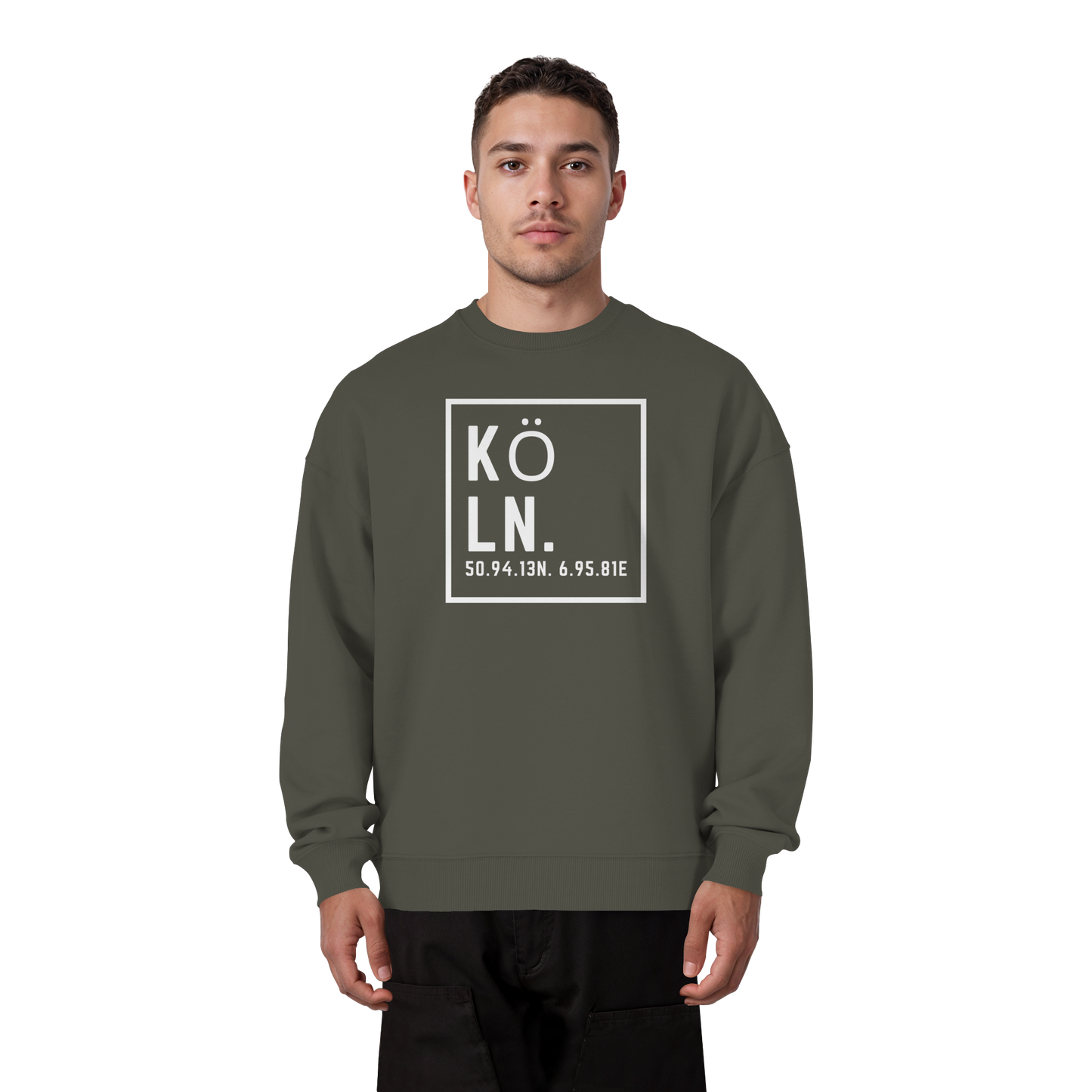 Köln Koordinaten (großer Druck auf der Brust) - Organic Oversize Sweatshirt