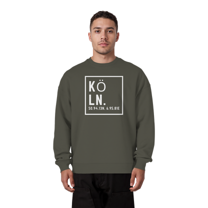 Köln Koordinaten (großer Druck auf der Brust) - Organic Oversize Sweatshirt