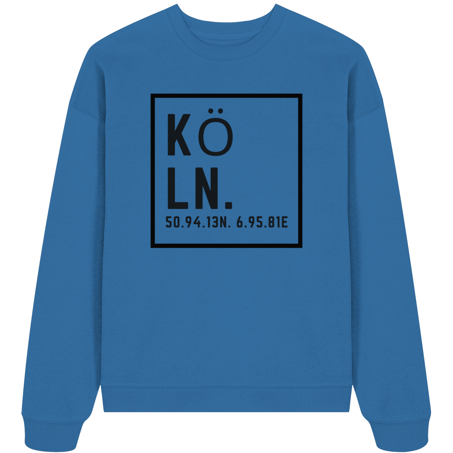 Köln Koordinaten (großer Druck auf der Brust) - Organic Oversize Sweatshirt