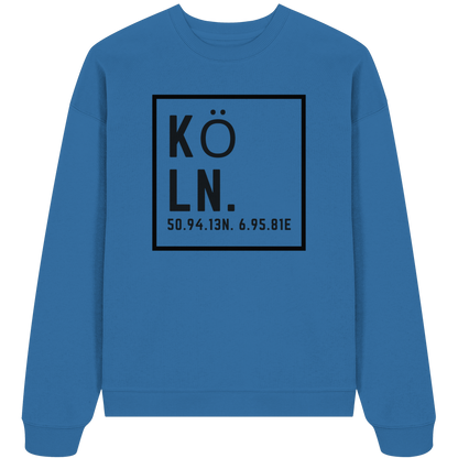 Köln Koordinaten (großer Druck auf der Brust) - Organic Oversize Sweatshirt