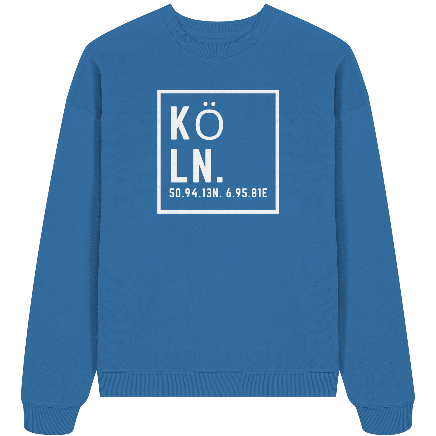 Köln Koordinaten (großer Druck auf der Brust) - Organic Oversize Sweatshirt