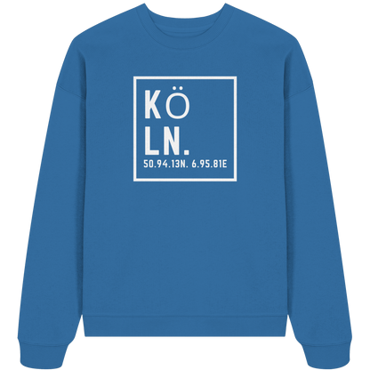 Köln Koordinaten (großer Druck auf der Brust) - Organic Oversize Sweatshirt