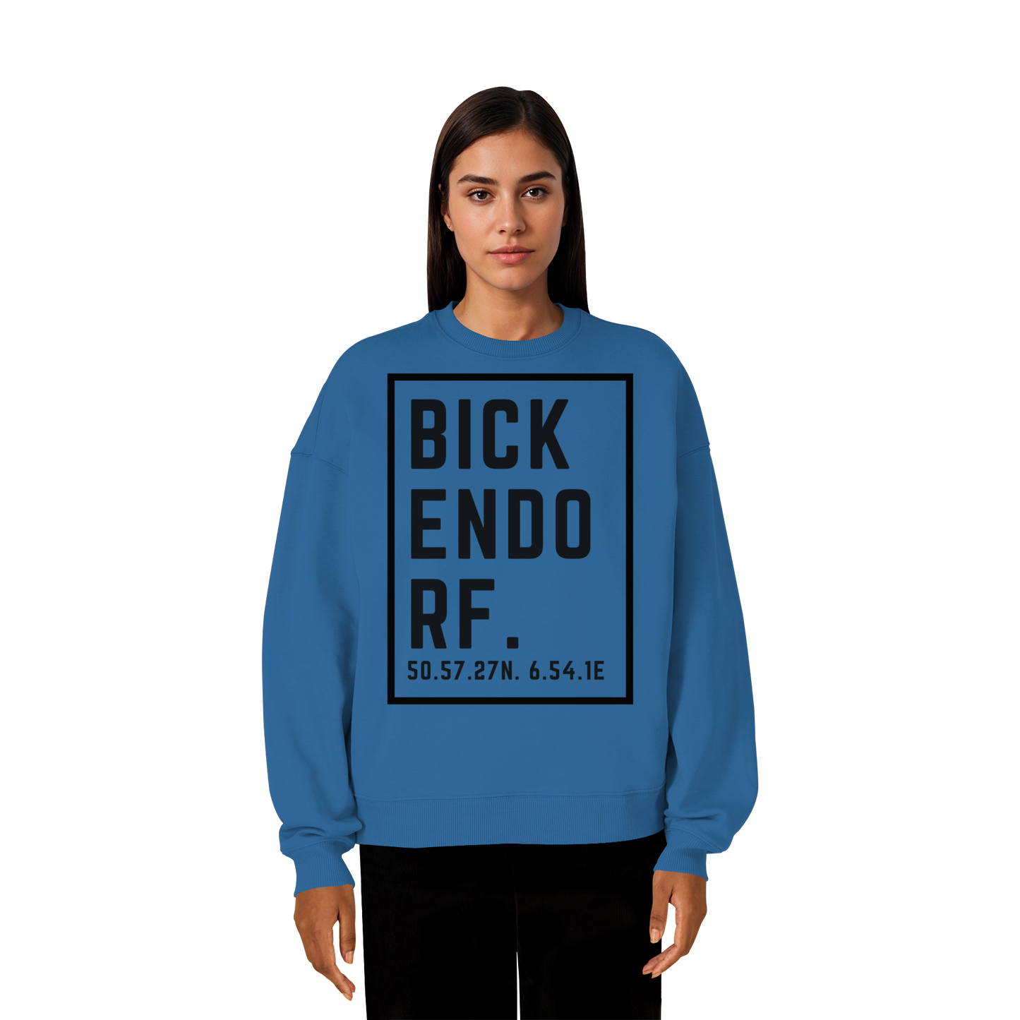 Bickendorf Koordinaten (großer Druck auf der Brust) - Organic Oversize Sweatshirt