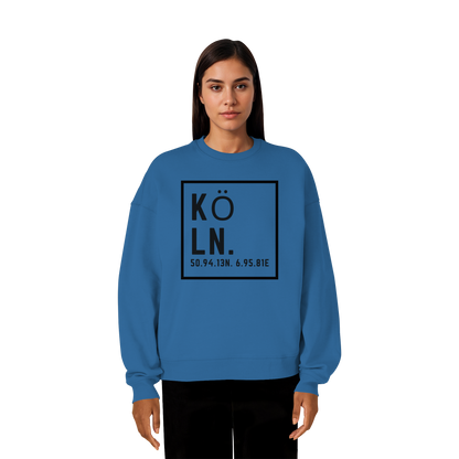 Köln Koordinaten (großer Druck auf der Brust) - Organic Oversize Sweatshirt