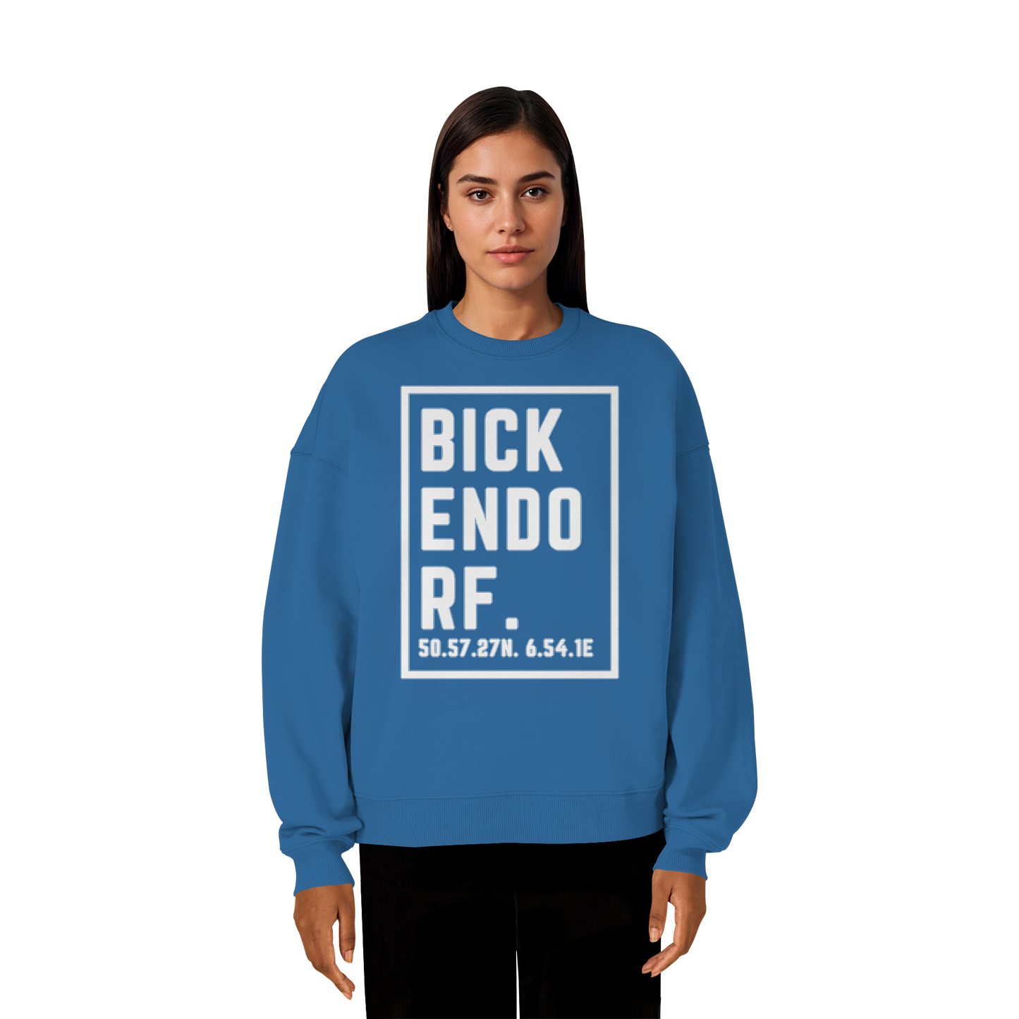 Bickendorf Koordinaten (großer Druck auf der Brust) - Organic Oversize Sweatshirt