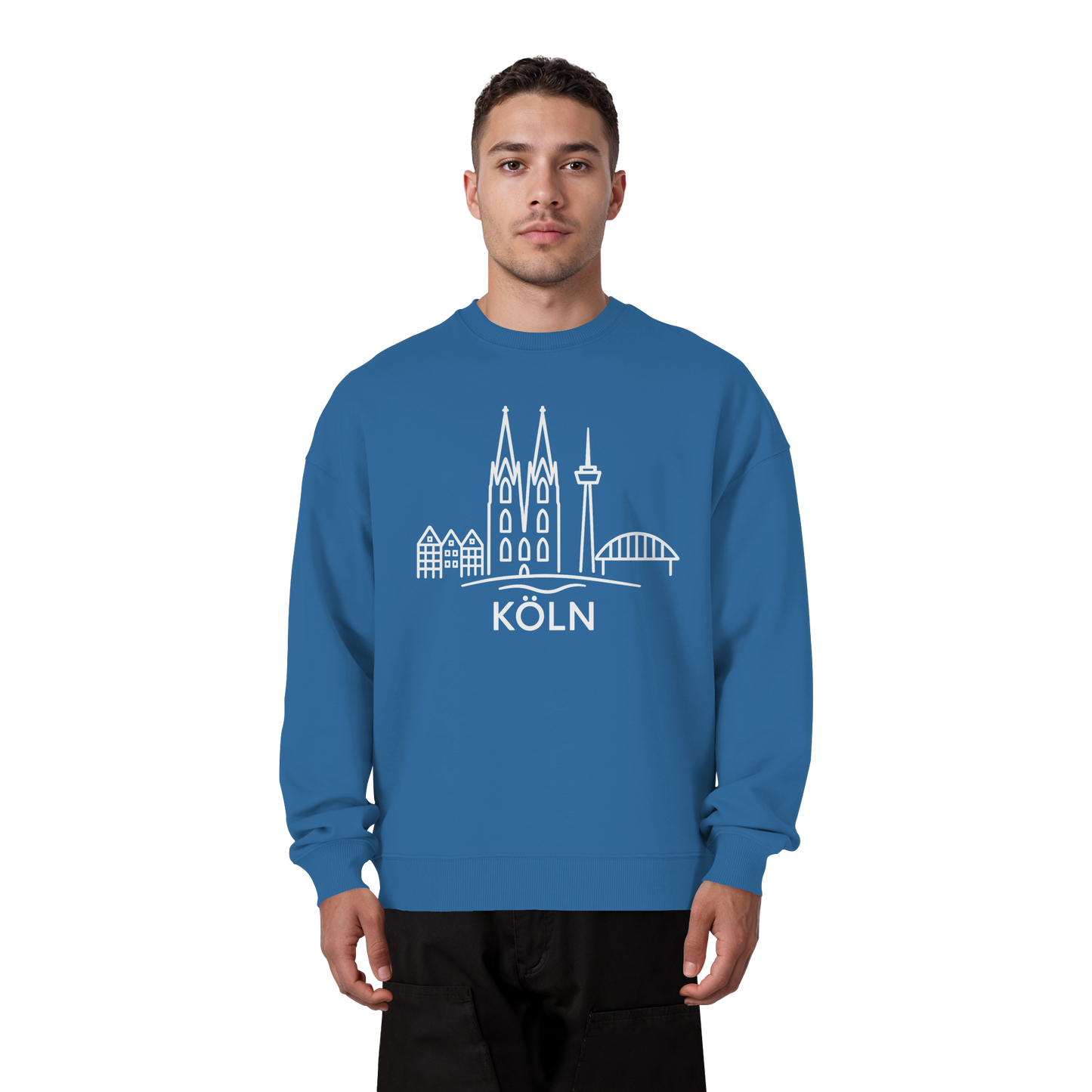 Köln Skyline (großer Druck auf der Brust) - Organic Oversize Sweatshirt