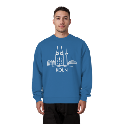 Köln Skyline (großer Druck auf der Brust) - Organic Oversize Sweatshirt