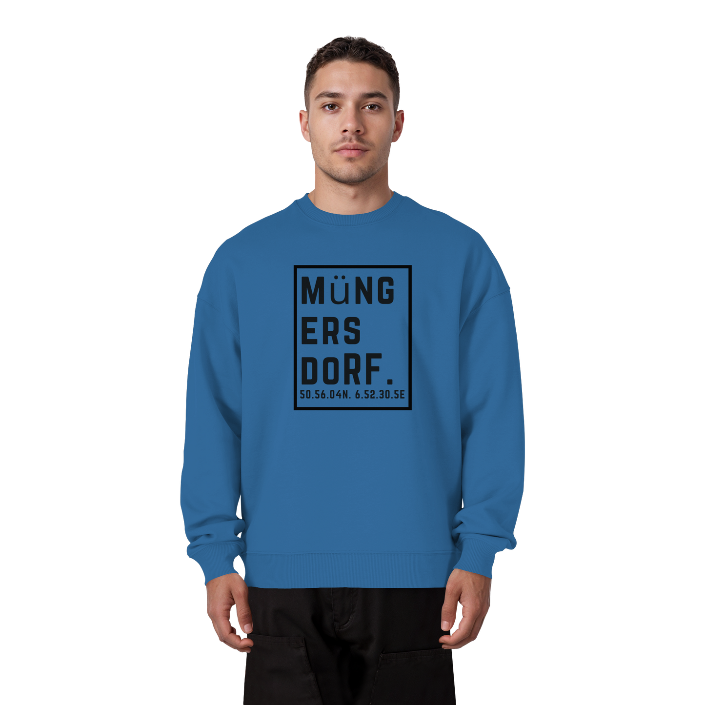 Müngersdorf Koordinaten (großer Druck auf der Brust) - Organic Oversize Sweatshirt