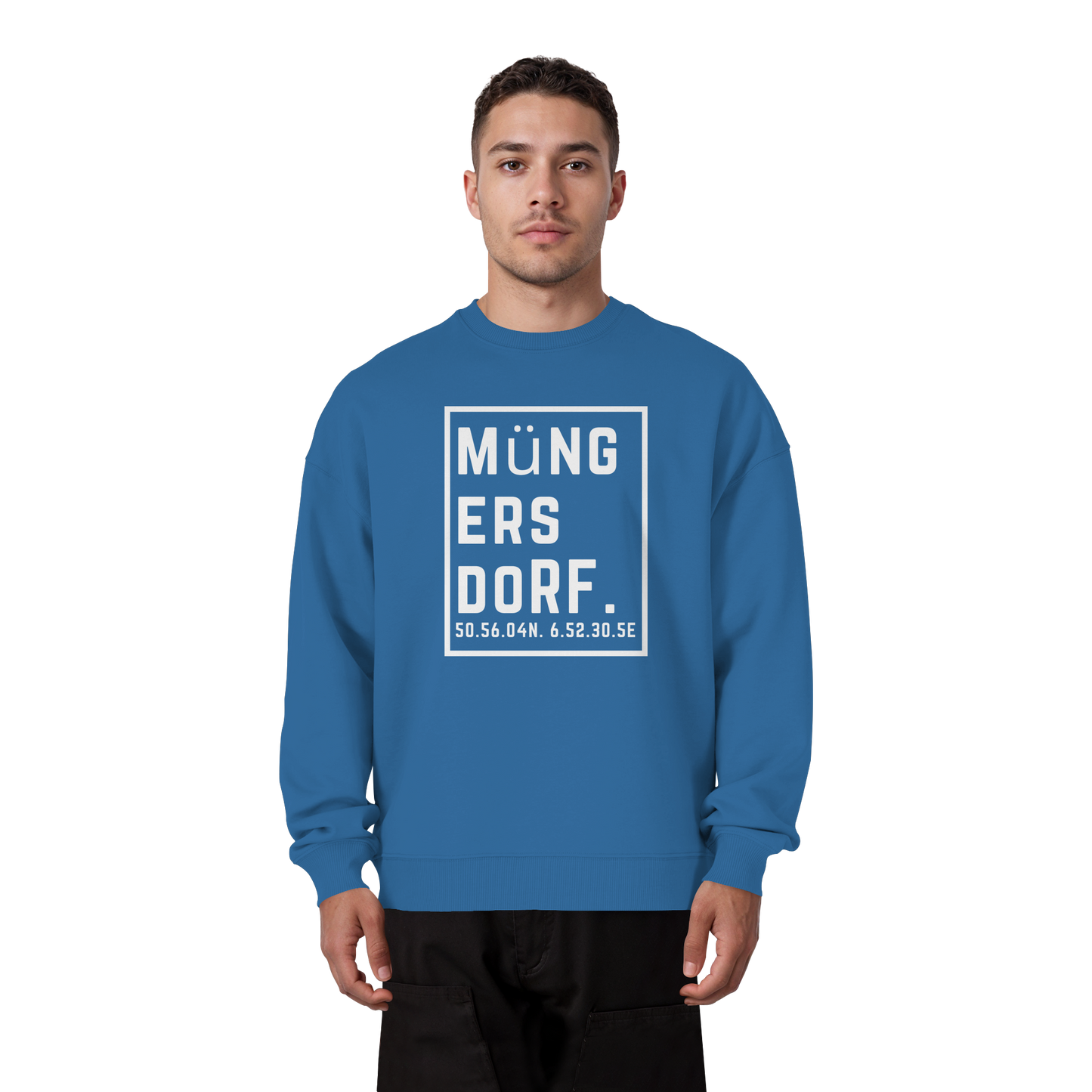 Müngersdorf Koordinaten (großer Druck auf der Brust) - Organic Oversize Sweatshirt