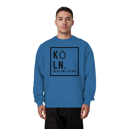 Köln Koordinaten (großer Druck auf der Brust) - Organic Oversize Sweatshirt