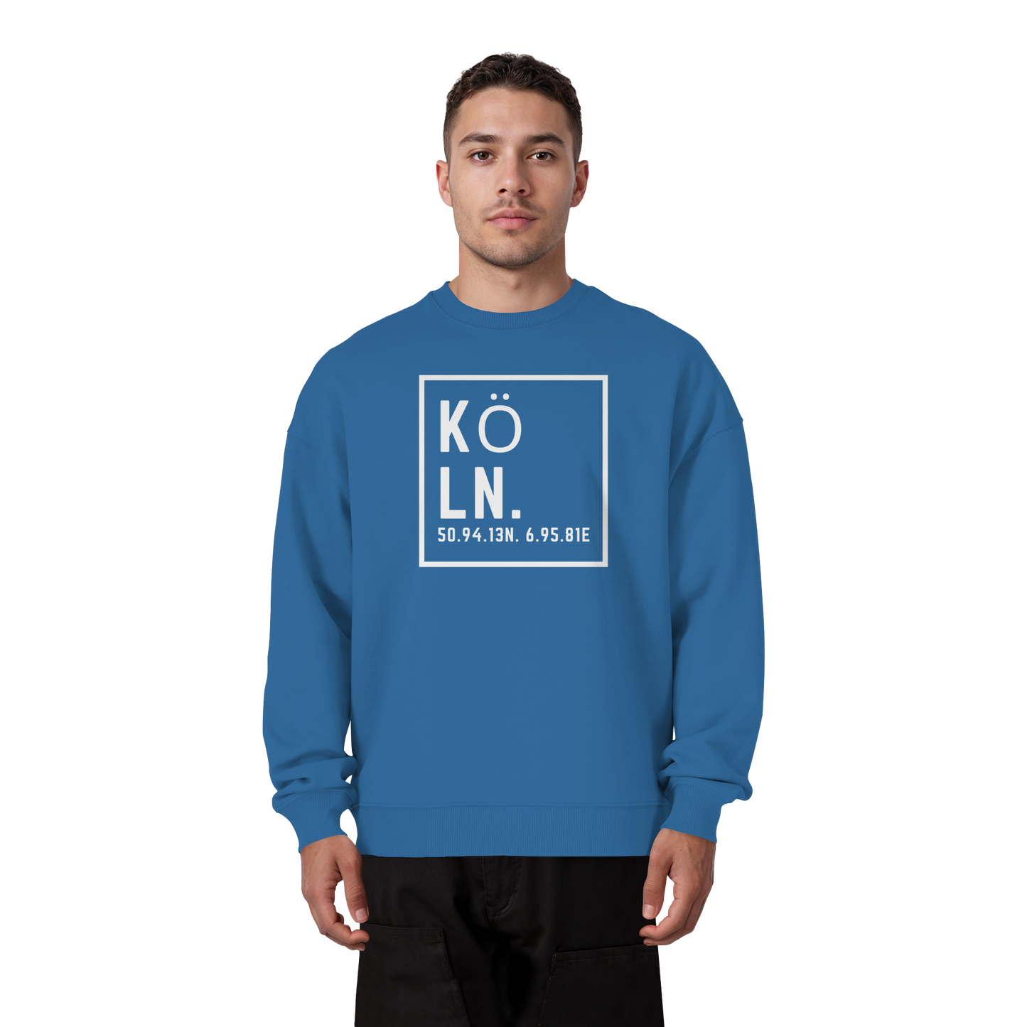 Köln Koordinaten (großer Druck auf der Brust) - Organic Oversize Sweatshirt