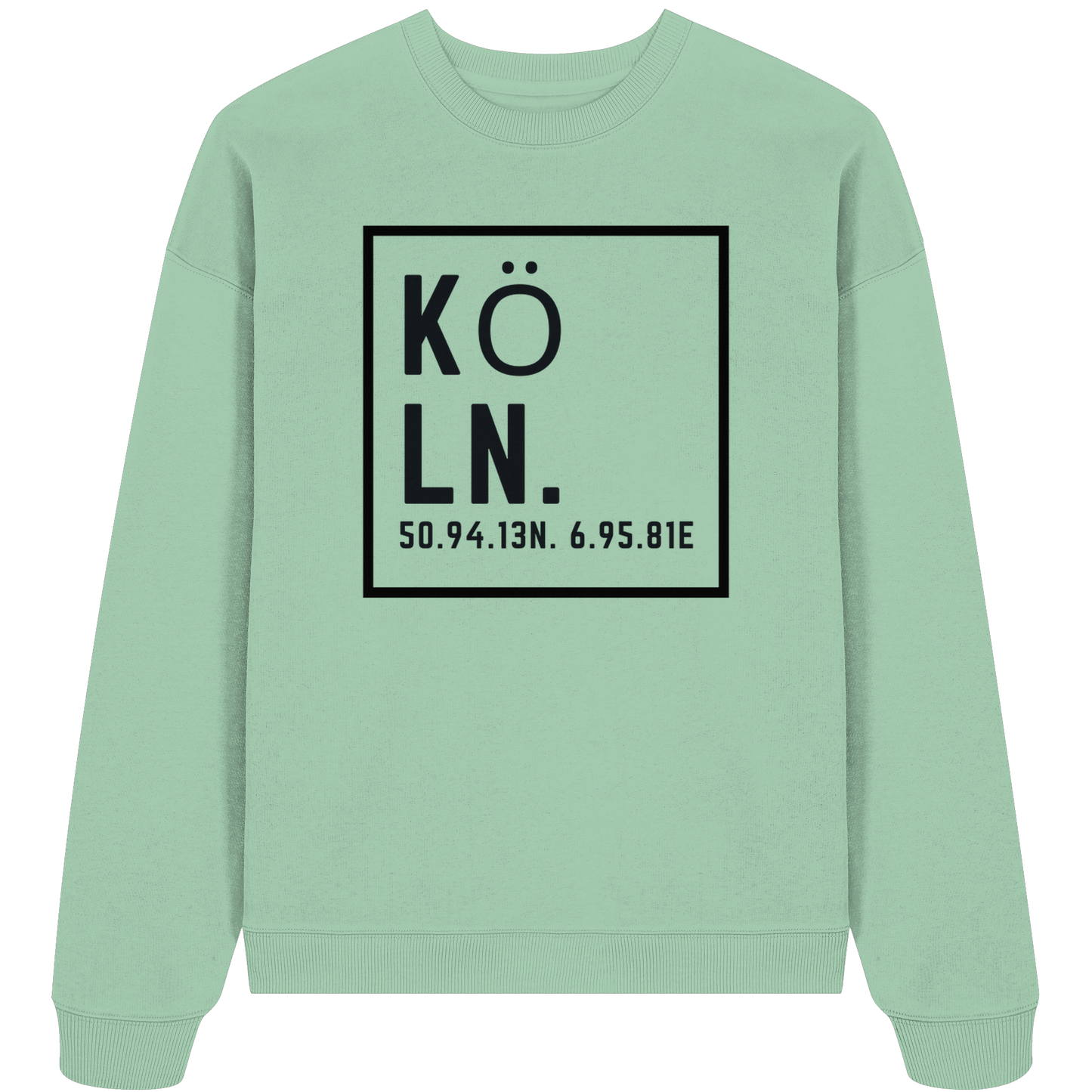 Köln Koordinaten (großer Druck auf der Brust) - Organic Oversize Sweatshirt