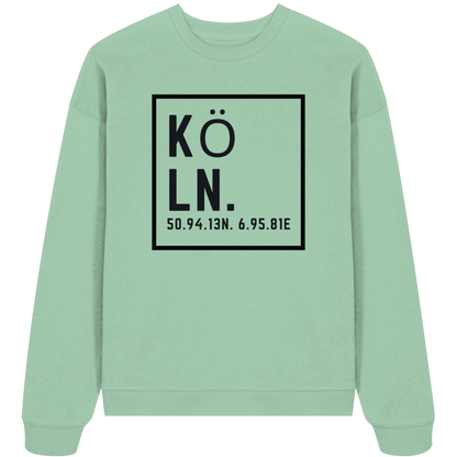 Köln Koordinaten (großer Druck auf der Brust) - Organic Oversize Sweatshirt