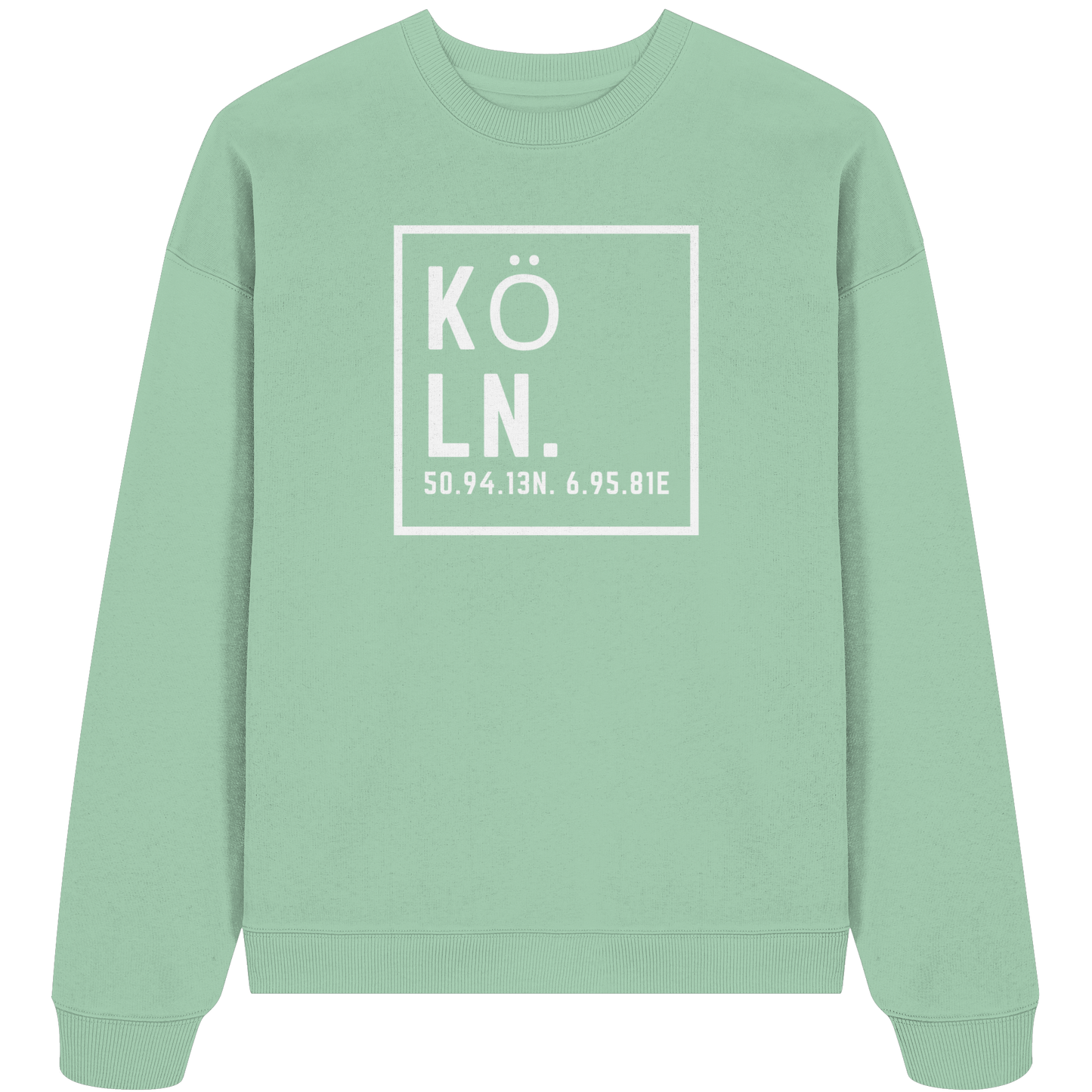 Köln Koordinaten (großer Druck auf der Brust) - Organic Oversize Sweatshirt