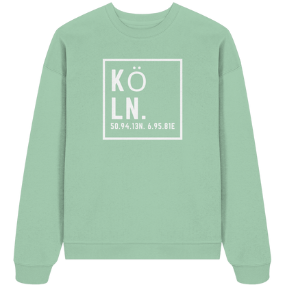 Köln Koordinaten (großer Druck auf der Brust) - Organic Oversize Sweatshirt