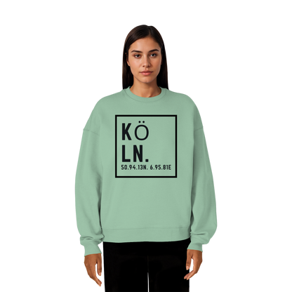 Köln Koordinaten (großer Druck auf der Brust) - Organic Oversize Sweatshirt