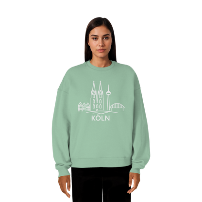 Köln Skyline (großer Druck auf der Brust) - Organic Oversize Sweatshirt