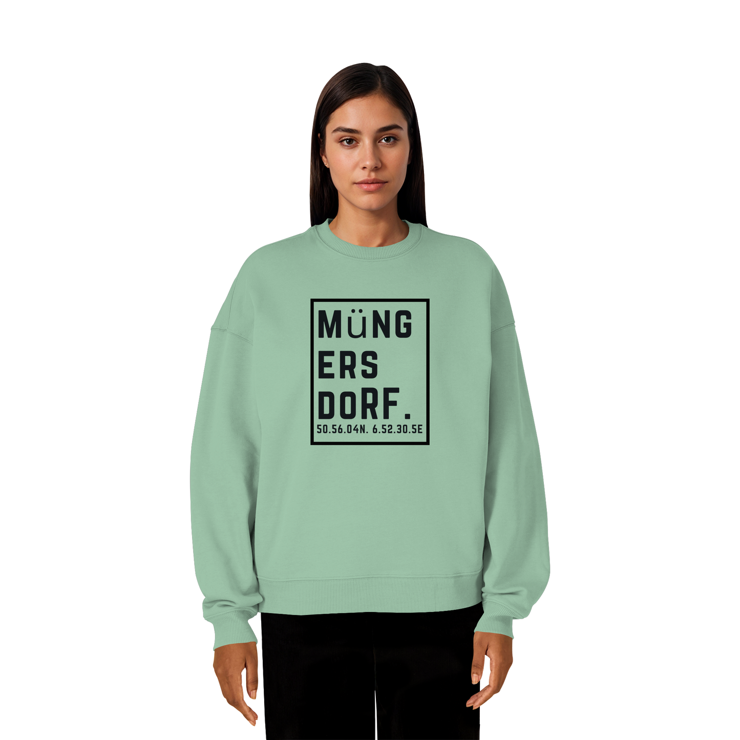 Müngersdorf Koordinaten (großer Druck auf der Brust) - Organic Oversize Sweatshirt