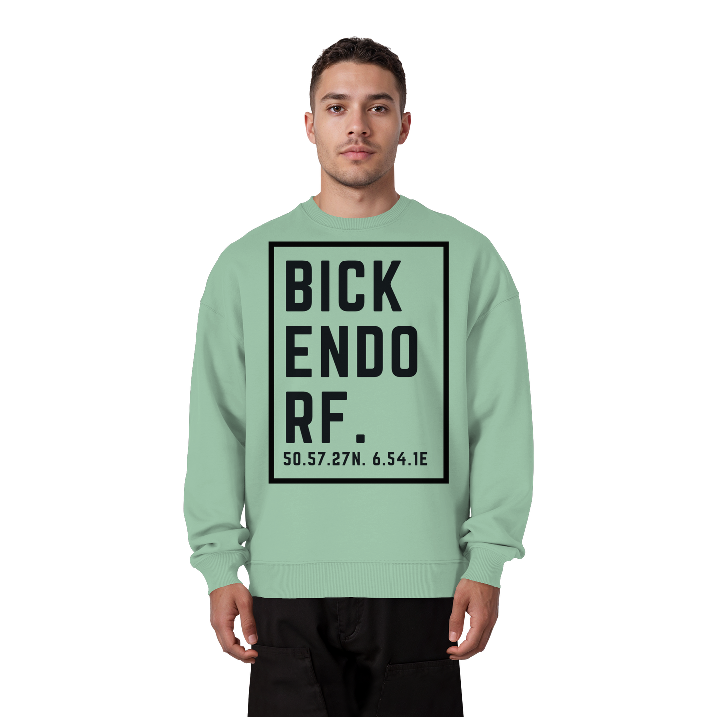 Bickendorf Koordinaten (großer Druck auf der Brust) - Organic Oversize Sweatshirt