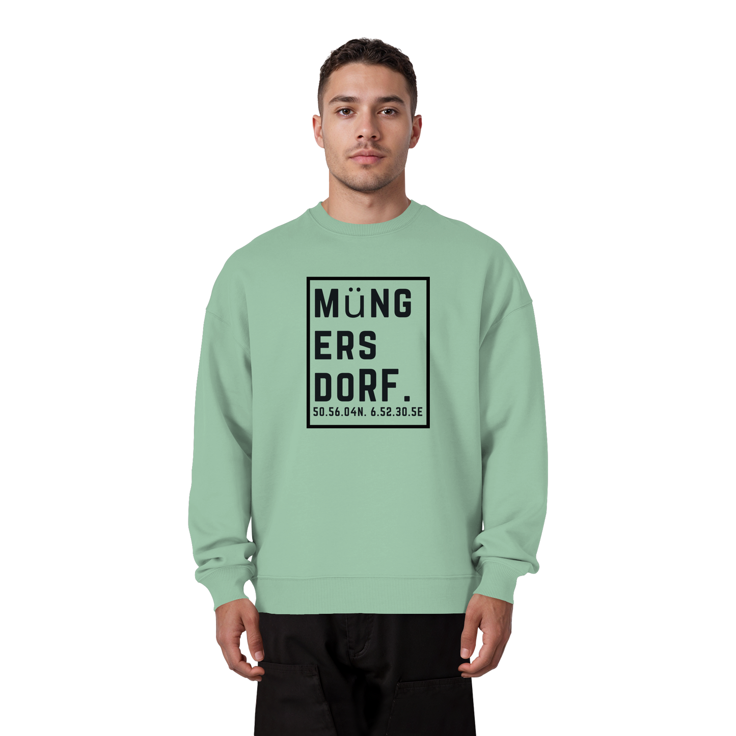 Müngersdorf Koordinaten (großer Druck auf der Brust) - Organic Oversize Sweatshirt