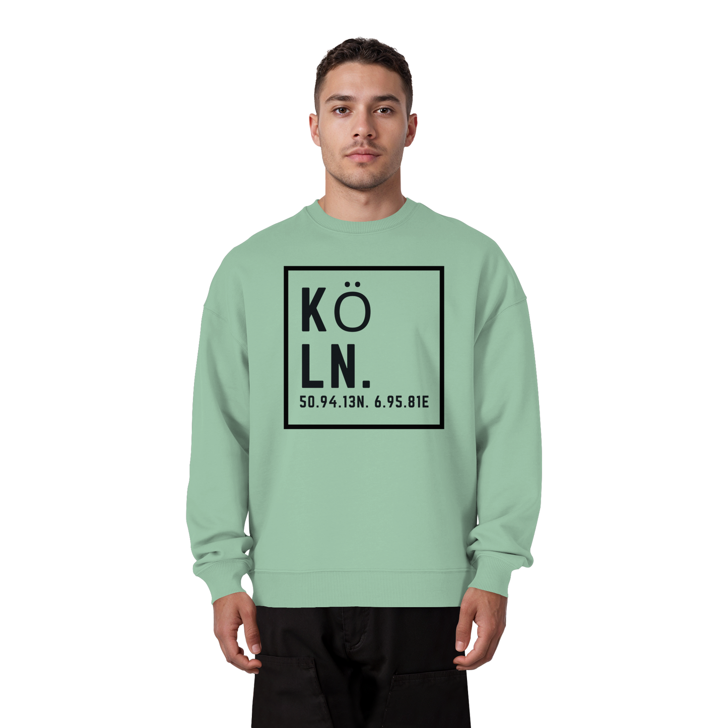 Köln Koordinaten (großer Druck auf der Brust) - Organic Oversize Sweatshirt