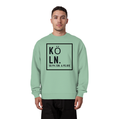 Köln Koordinaten (großer Druck auf der Brust) - Organic Oversize Sweatshirt