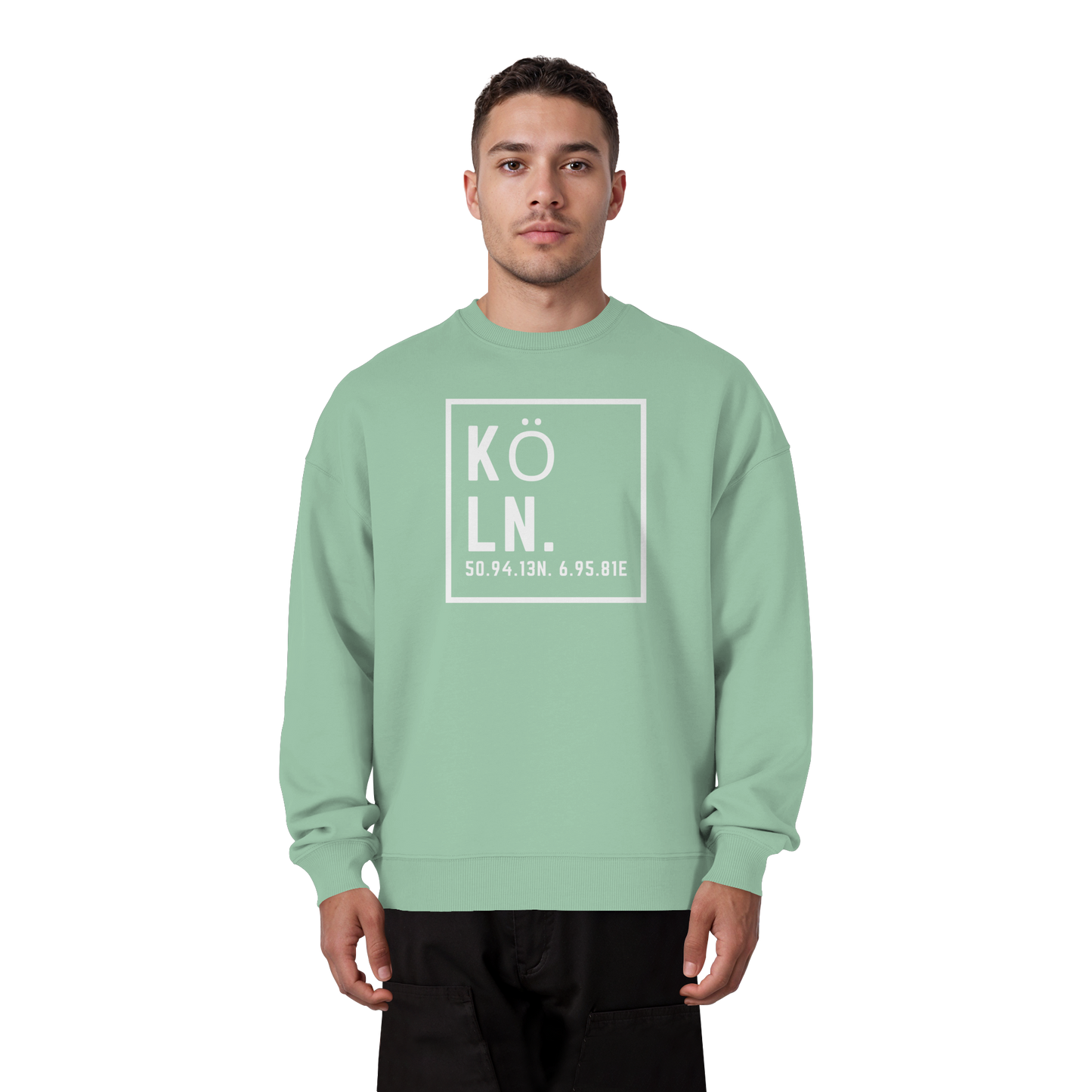 Köln Koordinaten (großer Druck auf der Brust) - Organic Oversize Sweatshirt
