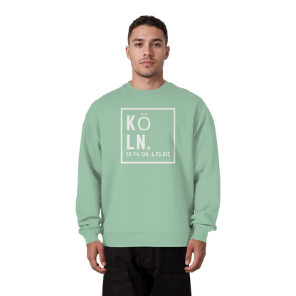 Köln Koordinaten (großer Druck auf der Brust) - Organic Oversize Sweatshirt