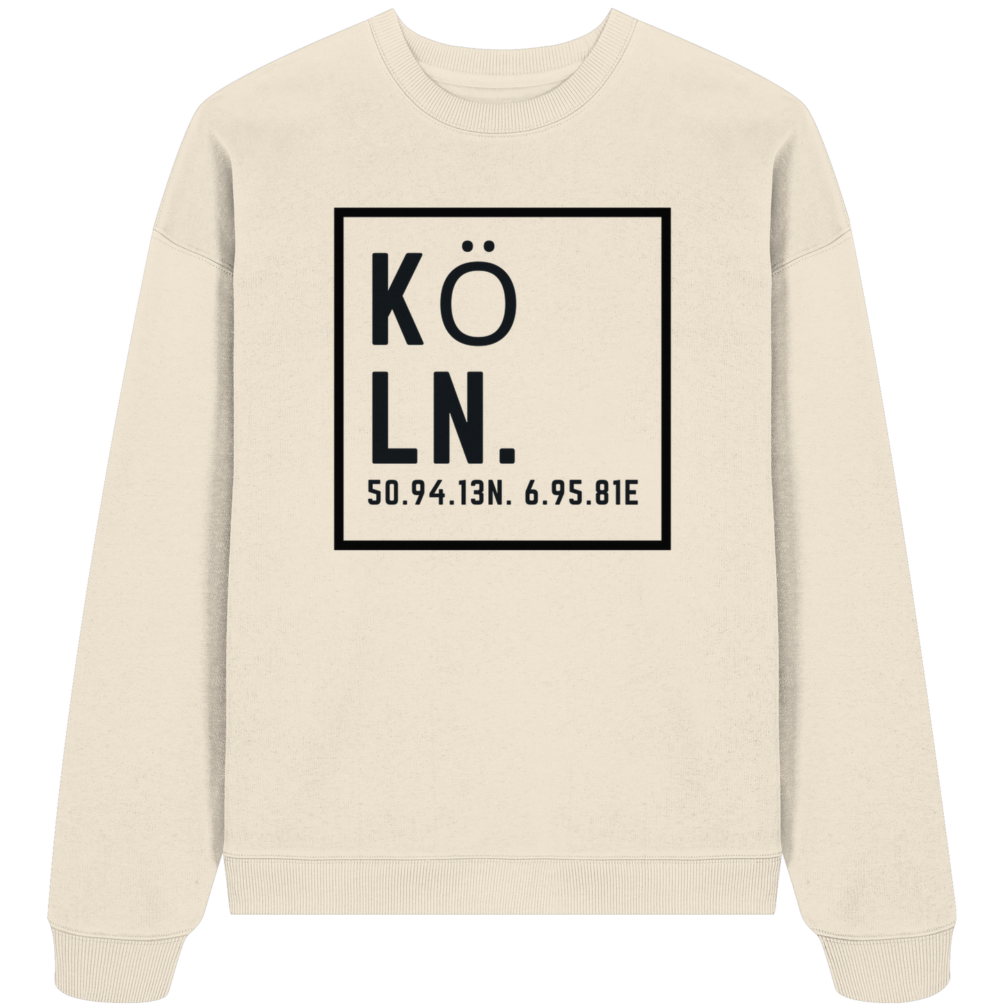 Köln Koordinaten (großer Druck auf der Brust) - Organic Oversize Sweatshirt