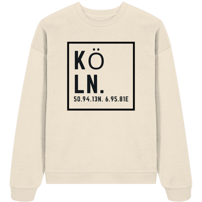 Köln Koordinaten (großer Druck auf der Brust) - Organic Oversize Sweatshirt