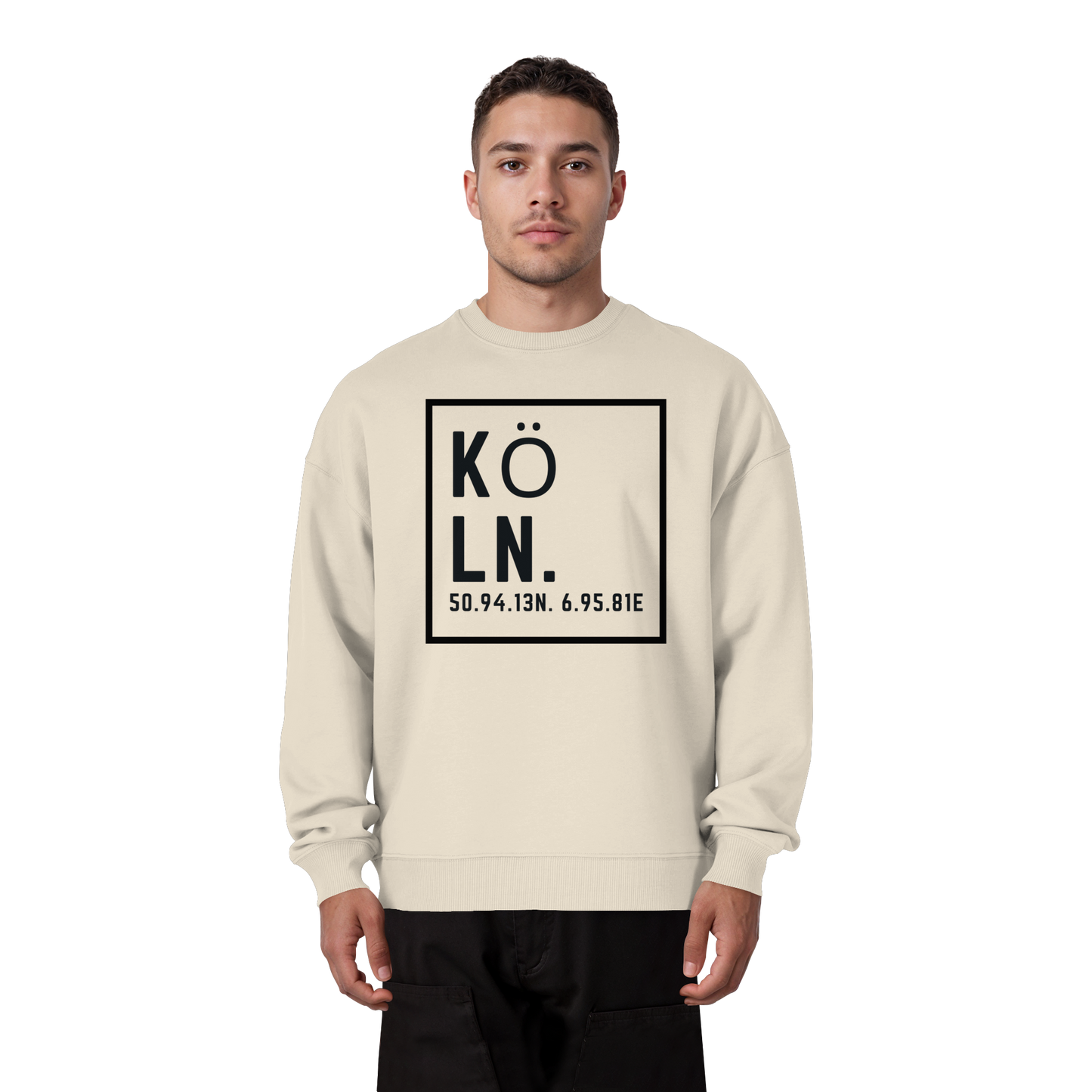 Köln Koordinaten (großer Druck auf der Brust) - Organic Oversize Sweatshirt