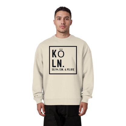 Köln Koordinaten (großer Druck auf der Brust) - Organic Oversize Sweatshirt