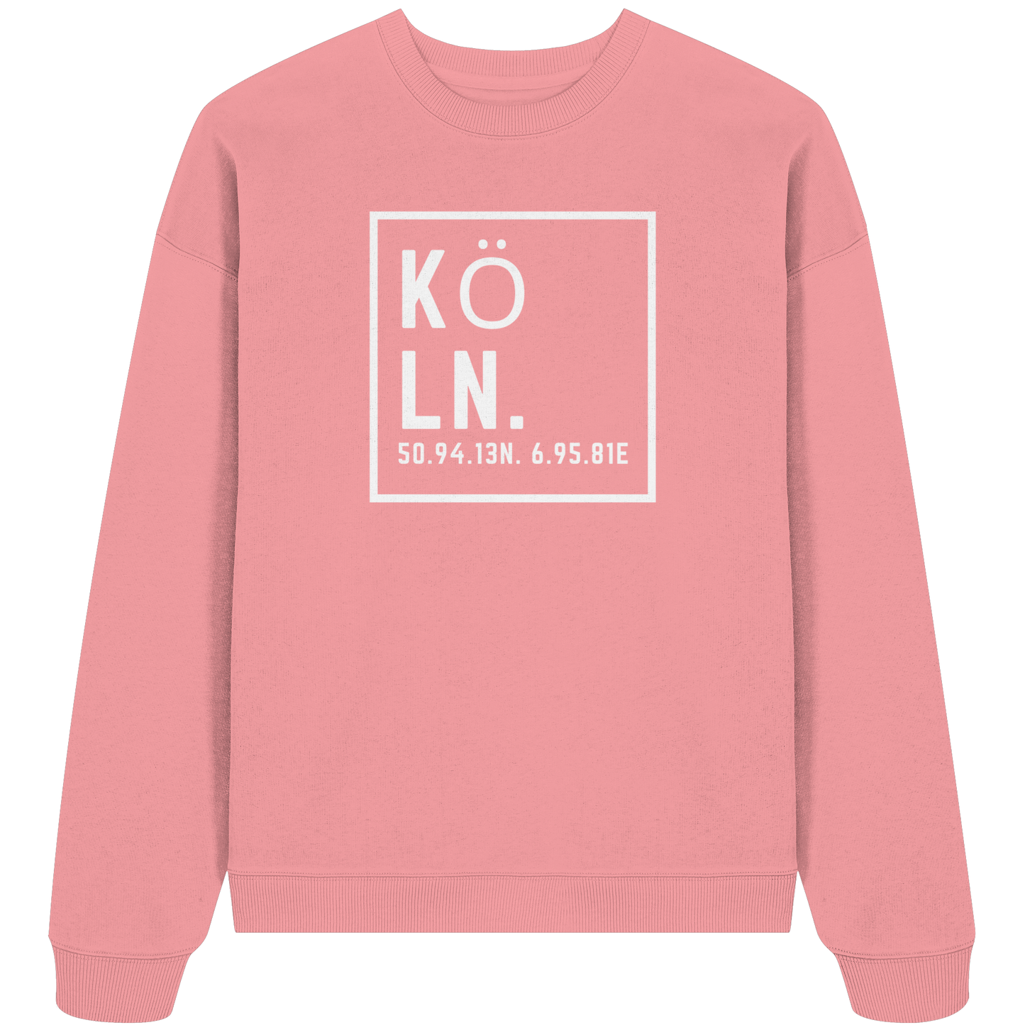Köln Koordinaten (großer Druck auf der Brust) - Organic Oversize Sweatshirt