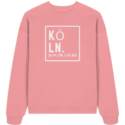 Köln Koordinaten (großer Druck auf der Brust) - Organic Oversize Sweatshirt