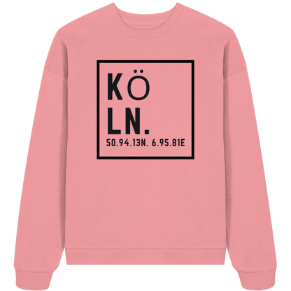 Köln Koordinaten (großer Druck auf der Brust) - Organic Oversize Sweatshirt