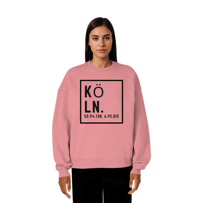 Köln Koordinaten (großer Druck auf der Brust) - Organic Oversize Sweatshirt