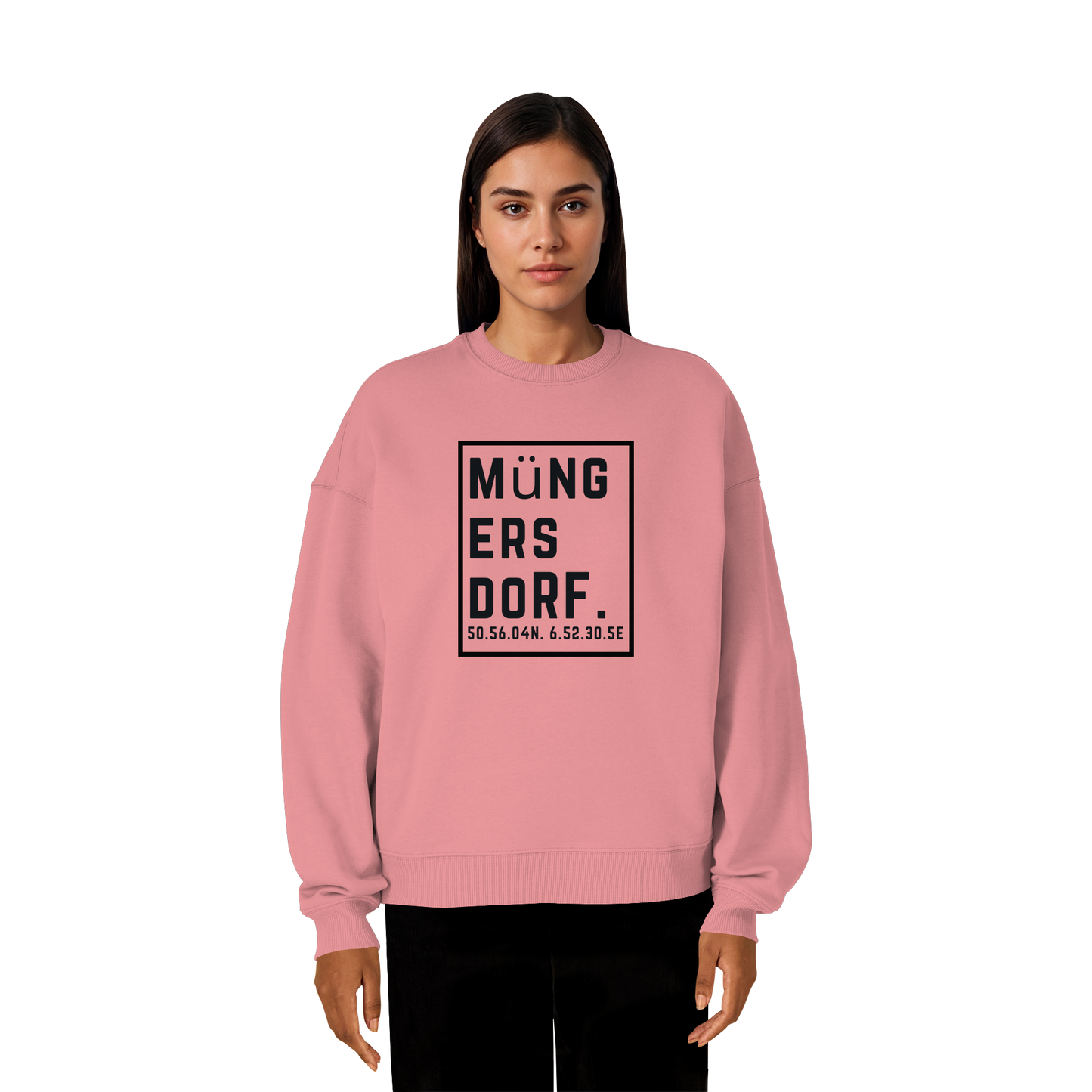 Müngersdorf Koordinaten (großer Druck auf der Brust) - Organic Oversize Sweatshirt