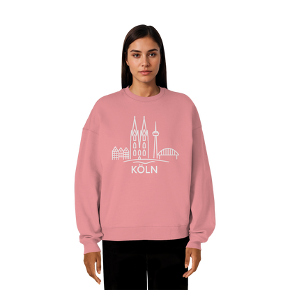 Köln Skyline (großer Druck auf der Brust) - Organic Oversize Sweatshirt