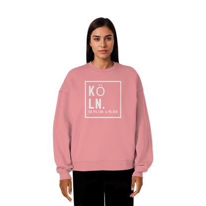 Köln Koordinaten (großer Druck auf der Brust) - Organic Oversize Sweatshirt