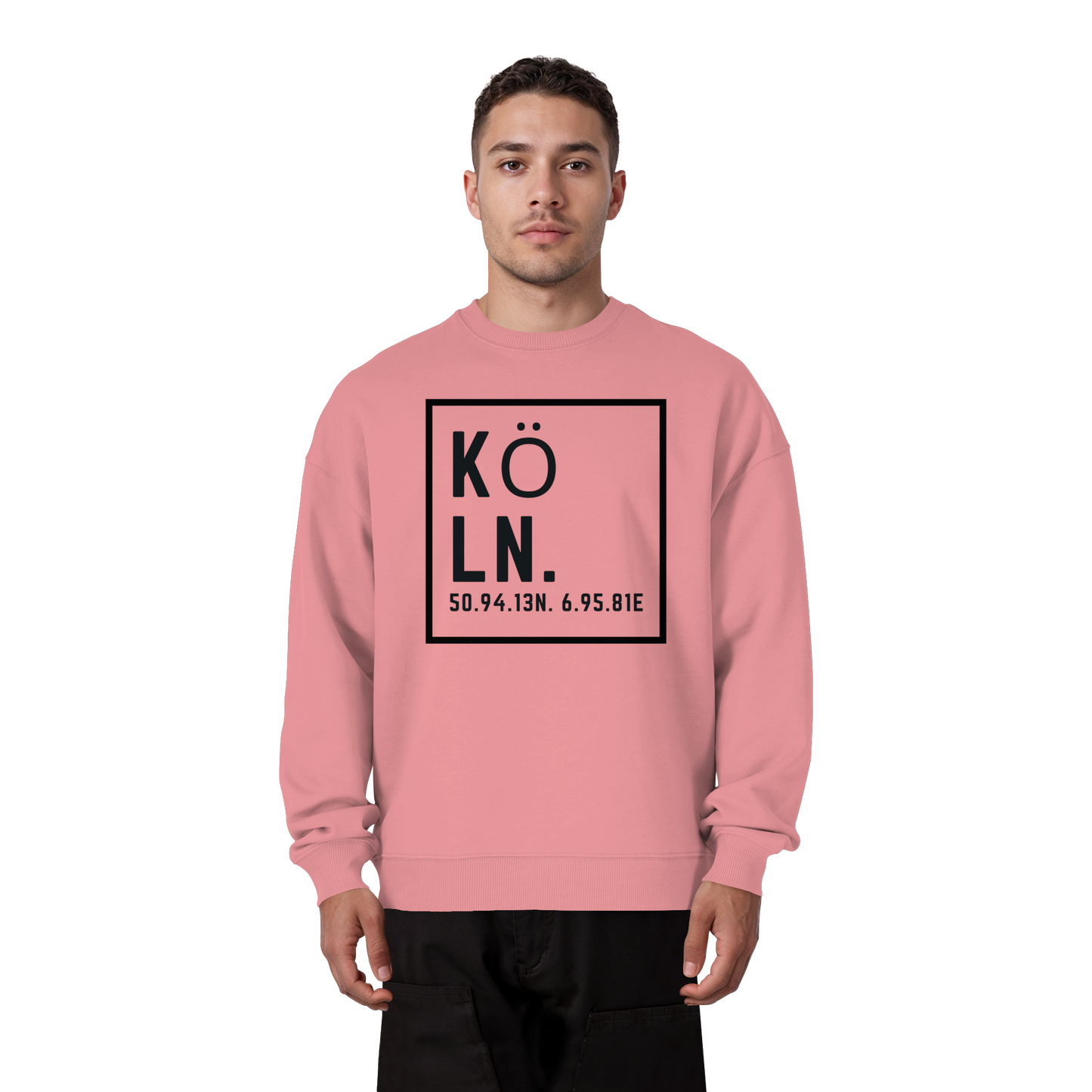 Köln Koordinaten (großer Druck auf der Brust) - Organic Oversize Sweatshirt