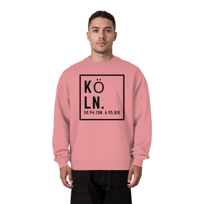 Köln Koordinaten (großer Druck auf der Brust) - Organic Oversize Sweatshirt