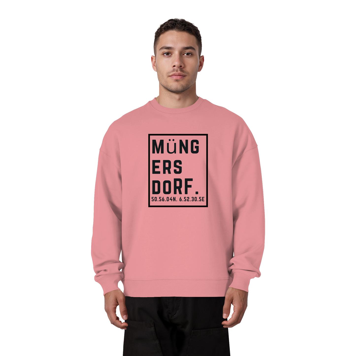 Müngersdorf Koordinaten (großer Druck auf der Brust) - Organic Oversize Sweatshirt