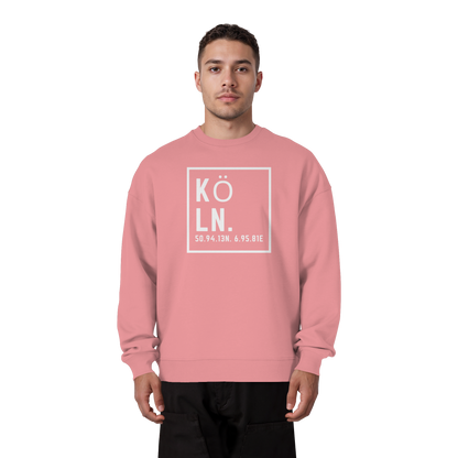 Köln Koordinaten (großer Druck auf der Brust) - Organic Oversize Sweatshirt